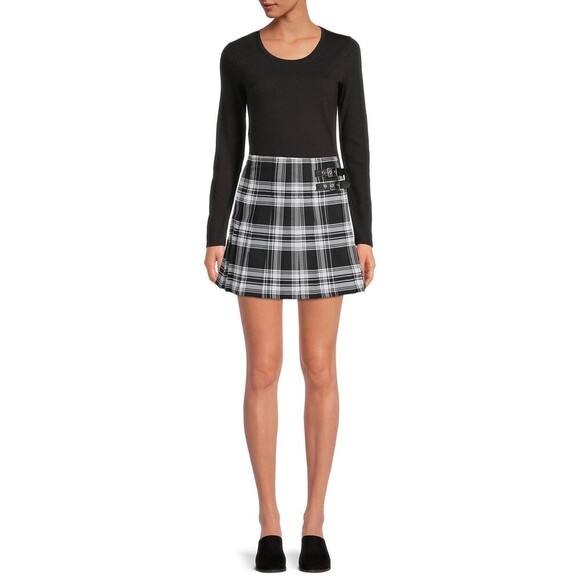 No Boundaries Dresses & Skirts - No Boundaries Juniors' Mini Denim Pleated Black & White Skirt Medium (7-9) NWOT